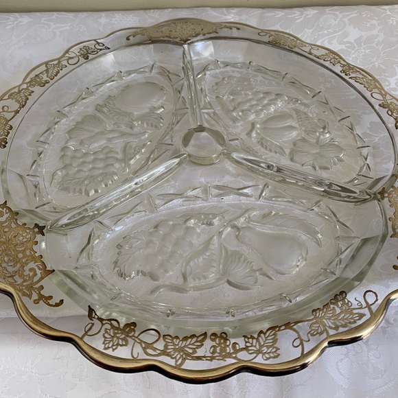Silver Overlay 3 Section Pickle Server - Picture 1 of 3